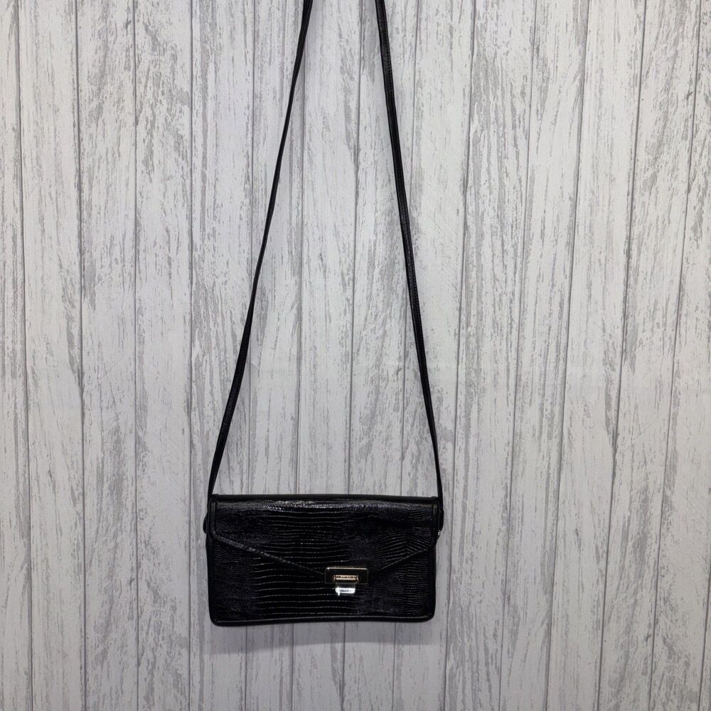 Black Roche Leather Crossbody Bag Vintage